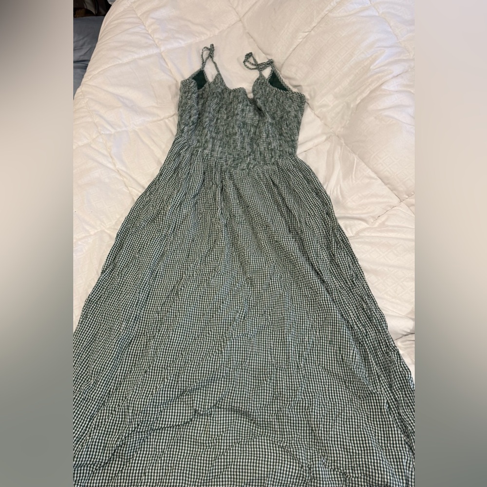 Aerie Green Checkered Maxi Dress